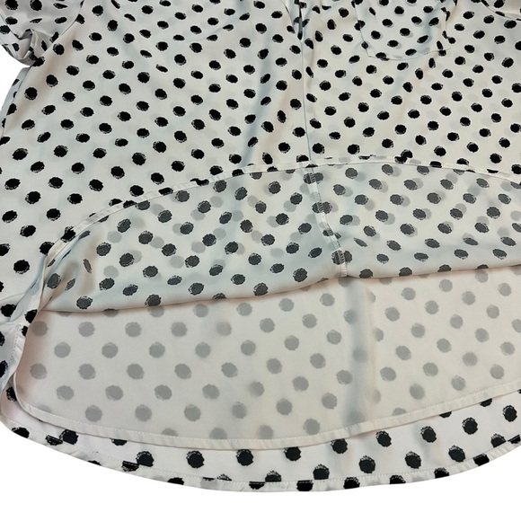 41 Hawthorn XXL Polka Dot Blouse White Black Short Sleeve Top Lined Front - Picture 4 of 10